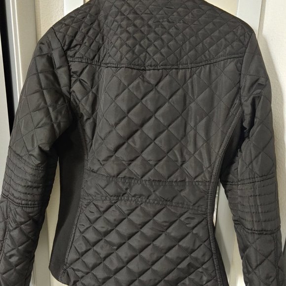 NWOT So Cool! Quilted Moto Style Puffer Jacket Elastic Side Panels - Picture 7 of 9